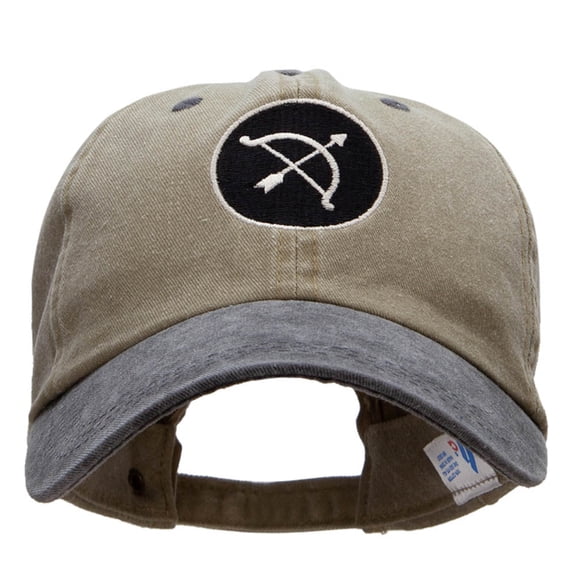 Bow and Arrow Insignia Embroidered Pigment Dyed Washed Cap - Black Khaki OSFM
