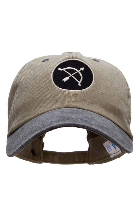 Bow and Arrow Insignia Embroidered Pigment Dyed Washed Cap - Black Khaki OSFM