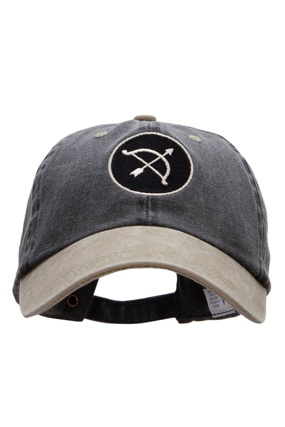 Bow and Arrow Insignia Embroidered Pigment Dyed Washed Cap - Khaki Black OSFM