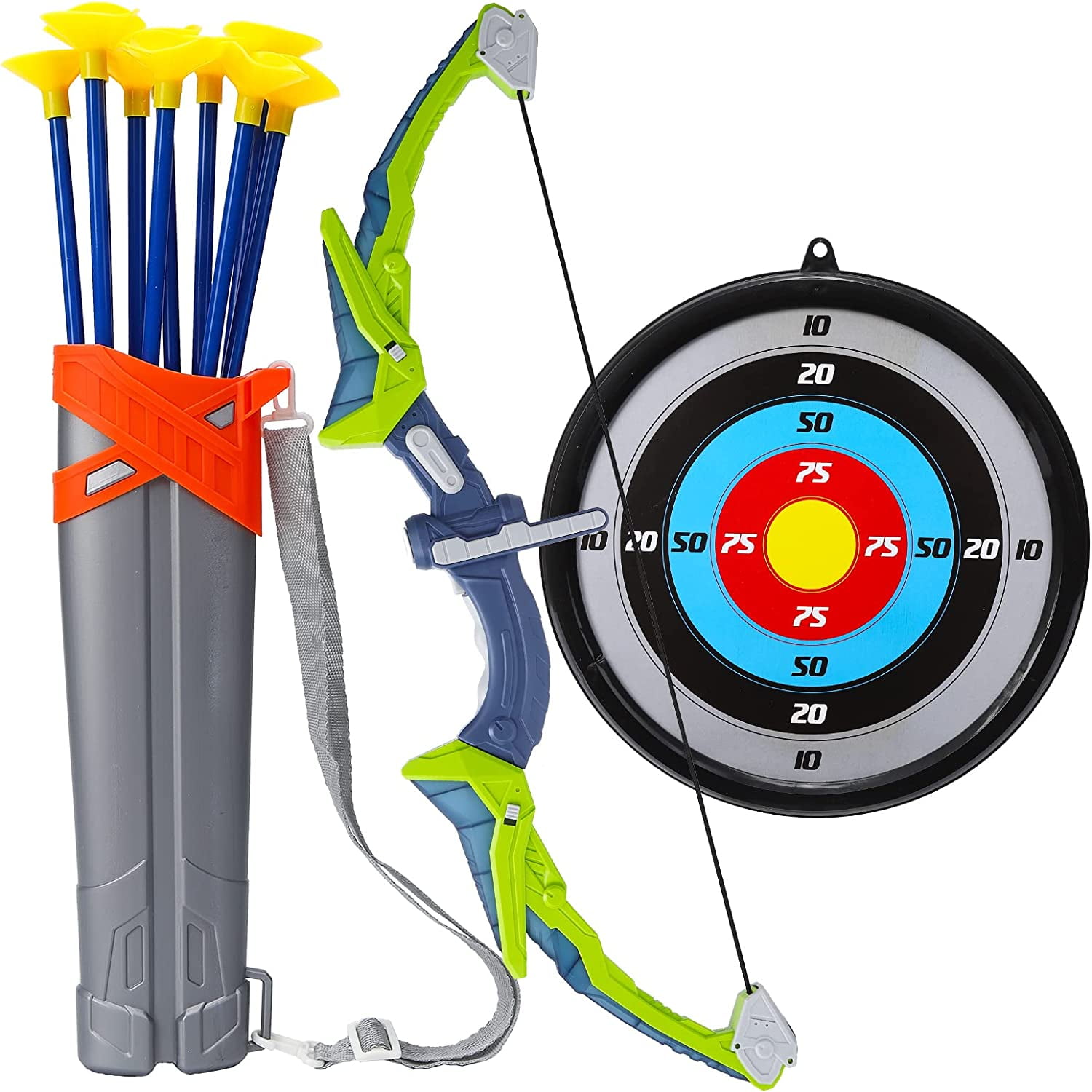 Bow And Arrow Set For Kids -green Light Up Archery Toy Set -includes 10 