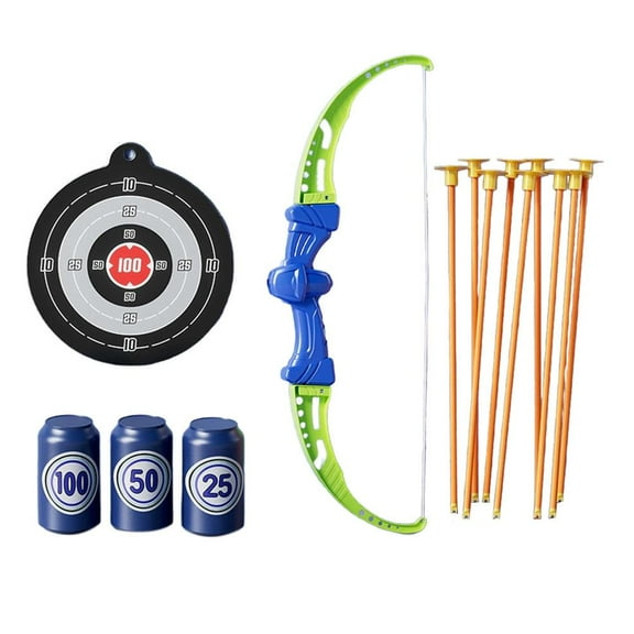 Bow and Arrow Toy Set with 8 Suction Cup Arrows, Score Target, and Quiver - Fun Outdoor Archery Game for Children