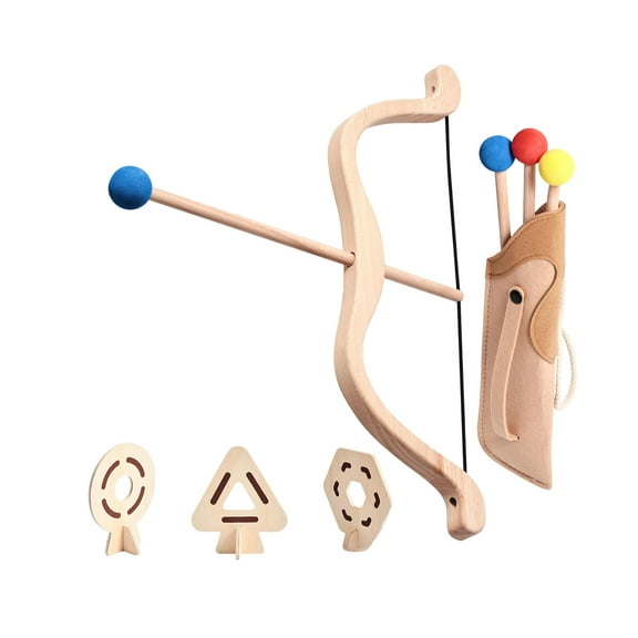 Bow and Arrow Wooden Archery Toy Set, Includes 3 Arrows 3 Targets Quiver, for Christmas Birthday New Year Gifts, Easter Basket Stuffer