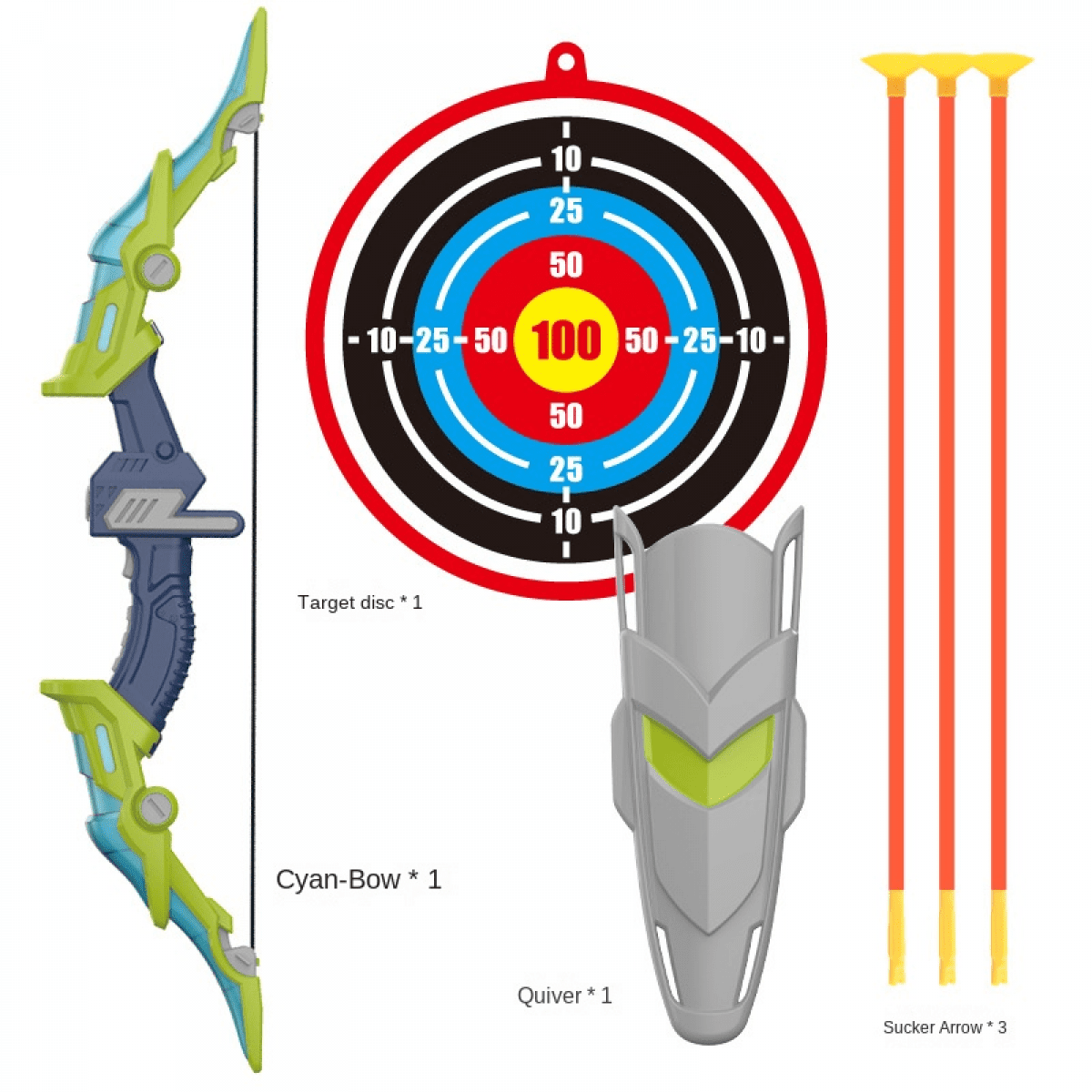 Bow and Arrows Set for Kids, Light-up Archery Toys with Arrows Targets for Sports Outdoor Games Backyard Birthday Gifts(Green)