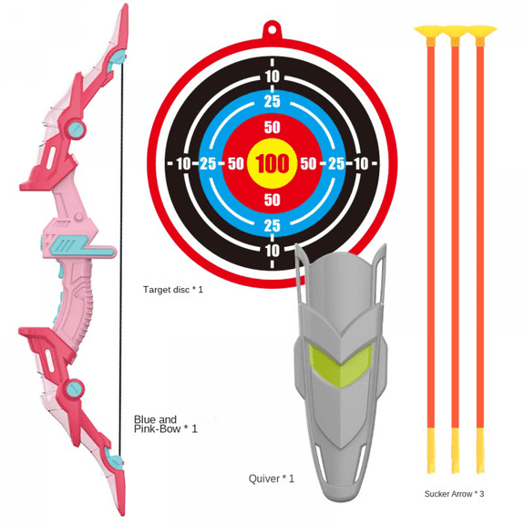 Bow and Arrows Set for Kids, Light-up Archery Toys with Arrows Targets for Sports Outdoor Games Backyard Birthday Gifts(Red)