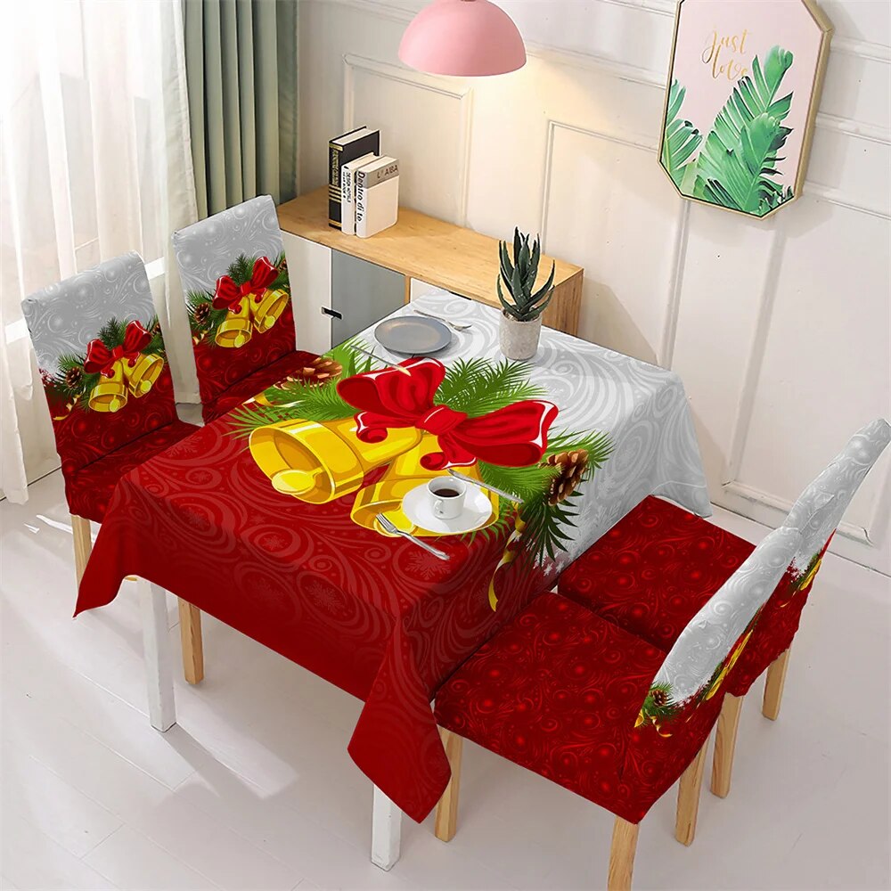 Bow bell table cloth Christmas tree gift Table cloth Christmas party table cloth End table tablecloth New Year decorations