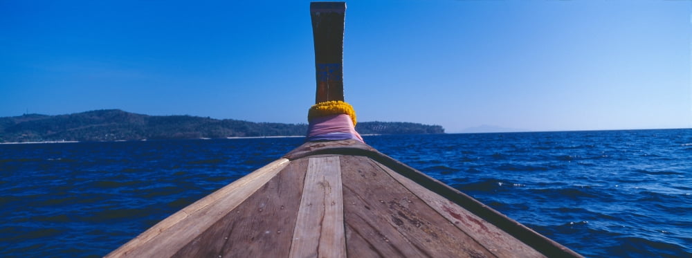 Bow of a fishing boat in the sea Thailand Canvas Art - Panoramic Images (36 x 12)