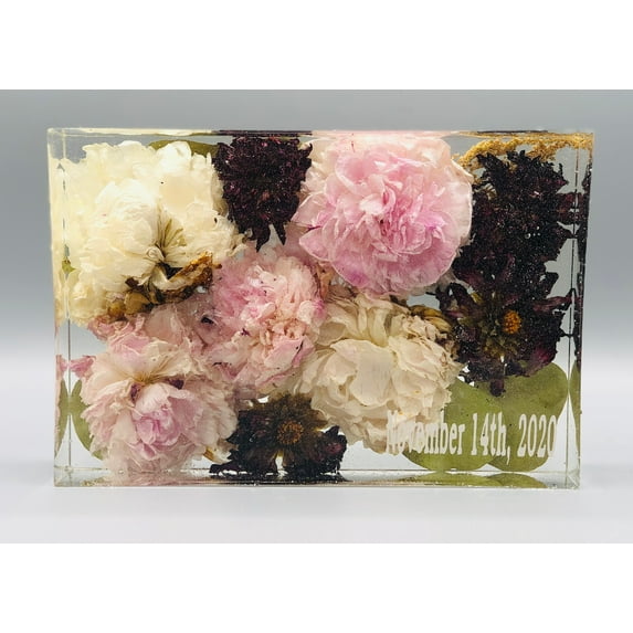 BowKay Designs LLC Rectangle Resin Block Bridal Bouquet Preservation