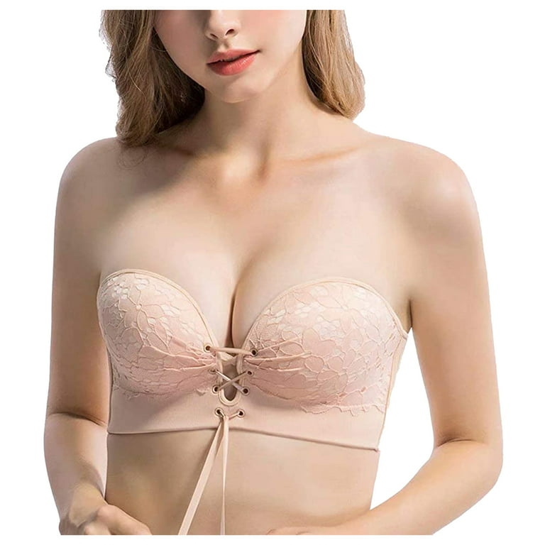 Bowake Women Strapless Instant Breast Lift Invisible Silicone Push Up Bra 