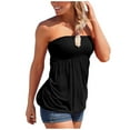 thumbnail image 1 of Bowake Women's Strapless Pleated Tube Top Blouse Sleeveless Tunic Summer Solid Shirt, 1 of 5
