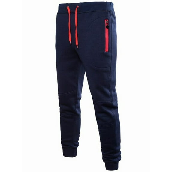 Bowanadacles Men Drawstring Jogger Pants Closed-Bottom Sweatpants with Zipper Pockets