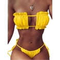 thumbnail image 1 of Bowanadacles Women's Removable Bandeau Bikini Set Strap Wrap Pad High Cut Swimsuit, 1 of 6