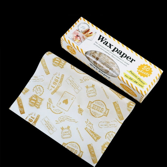50PCS Wax Paper Sheets Food Wrapping Paper Greaseproof Waterproof Dry Waxed Deli Wraps Paper Sheets Non-Stick Liners Tissue for Bread Sandwich Burger