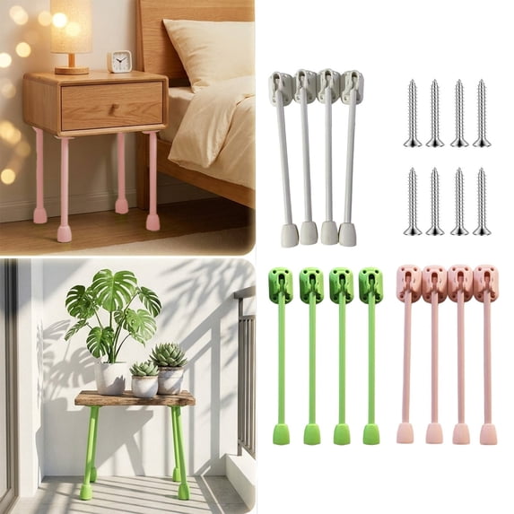 Bowayaoa Adjustable Folding Desk Legs, Steel Frame Table Feet with Load Capacity, Tool-Free Anti-Skid Foldable Legs for DIY Bed Laptop Table, Dorm & Space Saving Home Workstation Projects