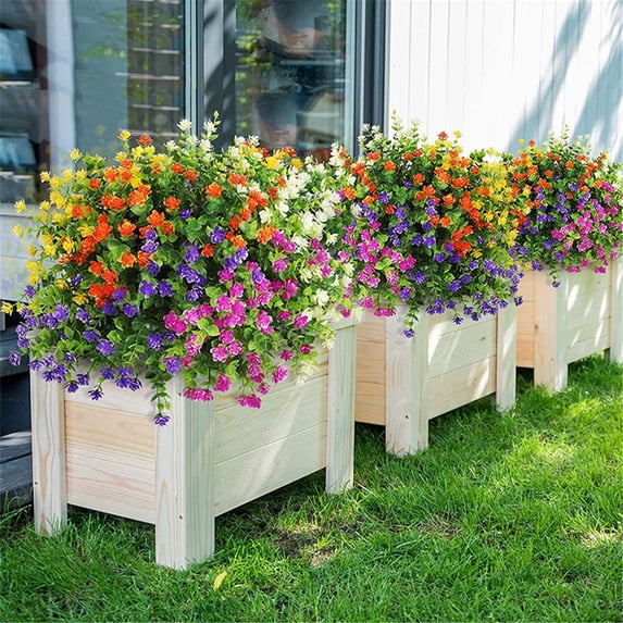 Bowayaoa Artificial Plants, Bunches Outside Faux Plants for Outdoor Decor - UV Resistant Fake Plant for Planters, Realistic Fake Bushes for Garden Patio Front Porch Yard Decor