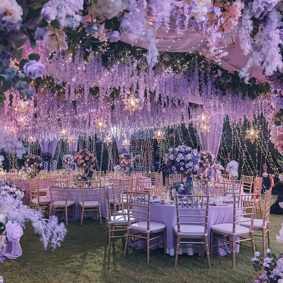 Bowayaoa Artificial Wisteria Hanging Flowers Fake Wisteria Flower Garland Silk Vines Rattan Decor for Home Wedding Arch Wall Garden Greenery Bedroom Outdoor Office Party Decoration