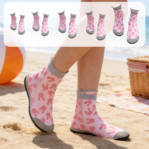 Bowayaoa Beach Water Shoes, Anti Slip Anti-cut Soft Sole Swim Socks, Elastic Cute Printed Quick Dry Aqua Shoes for Summer Beach Wading Swimming Outdoor Activity