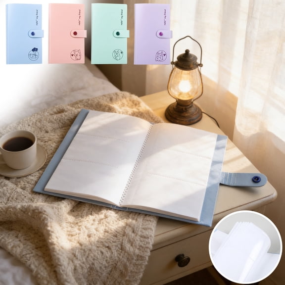 Bowayaoa Clear Photo Album, Waterproof High Transparent Pocket Album 3-Panel, Portable Buckle Closure Photo Card Book Hold 240 Photos for Collection Daily Storage