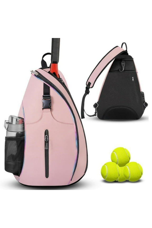 Tennis Bag, Tennis Backpack Holds 2 Rackets, Quilted Crossbody Sling Bag, Waterproof Pickleball Bags with Safety Pocket for Women and Men