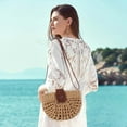 thumbnail image 1 of Women Straw Handbag, Mini Summer Beach Rattan Tote Bag, Woven Semi-circle Clutch Bag Handmade Purse, Small Crossbody Crochet Handbag with Top Handle for Travel Vacation, 1 of 9