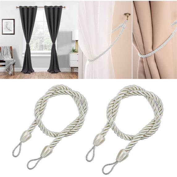 Bowayaoa Curtain Tiebacks Ropes, 2pcs Decorative Handmade Tie Backs Curtain Holdbacks Holders Cord for Window Sheer Drapes Indoor Outdoor