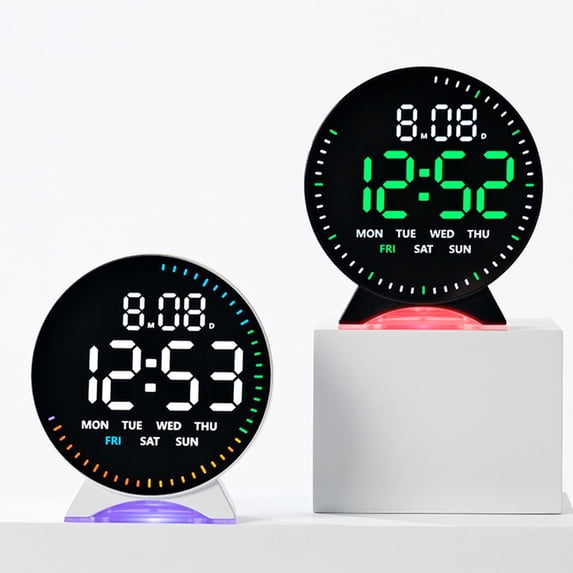 Bowayaoa Digital Clock with Date and Day of Week - Electric Desk Clock for Seniors Elderly, Bedroom Alarm Clock with Battery Backup, Dimmer, Temperature, Adjustable Volume