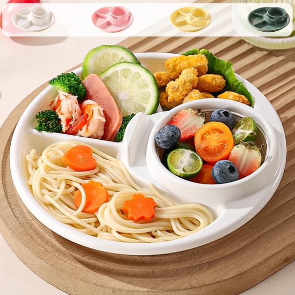 Bowayaoa Divided Plates, Unbreakable Portion Control Plate Sectioned with Dividers, Plastic Food Separator Dinner Plates Lightweight Compartment Free Reusable Microwave Safe