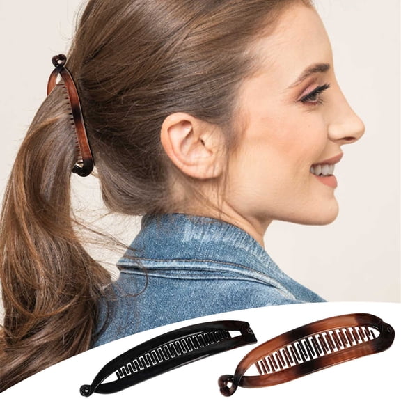 Bowayaoa Double Sided Banana Hair Clip, Stable Grip Ponytail Holder, Thickened Elegant Hair Styling Barrettes Fashion Hair Accessories for Daily Casual Dating Hairstyle Decor