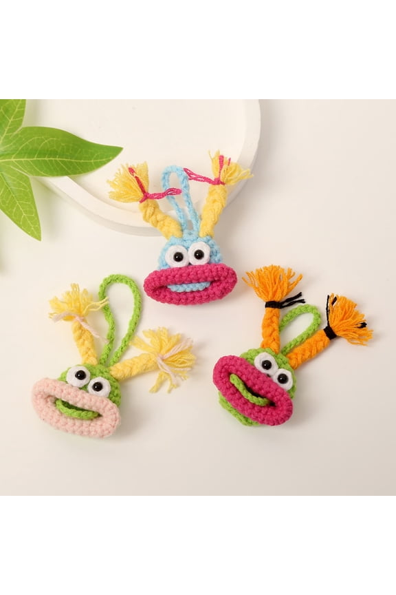 Funny Ugly Cute Sausage Lip Knitted Pendant, Handmade Soft Yarn Cartoon Keychain, Quirky Meme Style Hanging Charm for Bag Key Car Decor Novelty Funny Gift