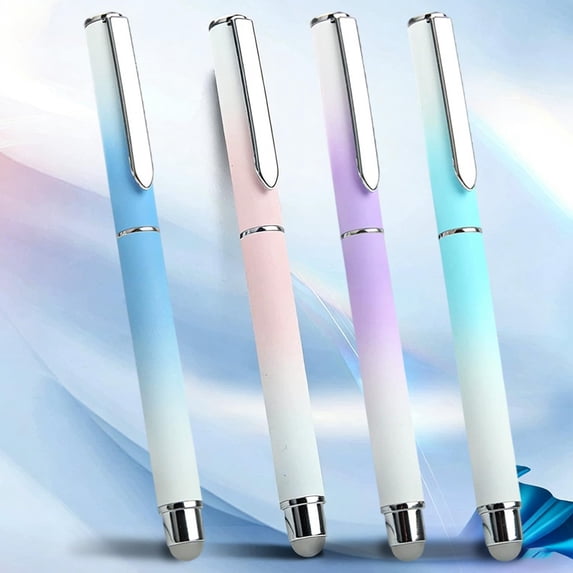 Bowayaoa Gradient Thermal Erasable Pen, 0.38mm Fine Nib Calligraphy Pen, Metal Body Replaceable Ink Pen with Built-in Eraser for Daily Writing Correction