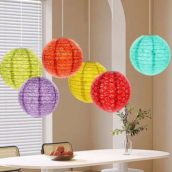 Bowayaoa Hollow Out Hanging Paper Lanterns, Traditional Folk Craft Lantern Decor, Easy Hang Elegant Ornament for Wedding Party Festival Home Indoor Outdoor Celebration Decoration
