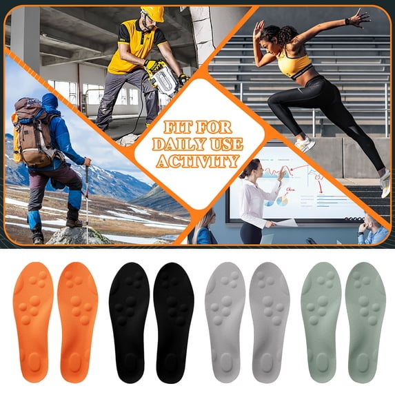 Bowayaoa Insoles for Men Women, Comfort Foam Shoe Inserts, Shock Absorption Anti-Fatigue Cushion Insoles, Pain Relief Arch Support Insoles for Sneakers Boots Work Shoes Daily Use