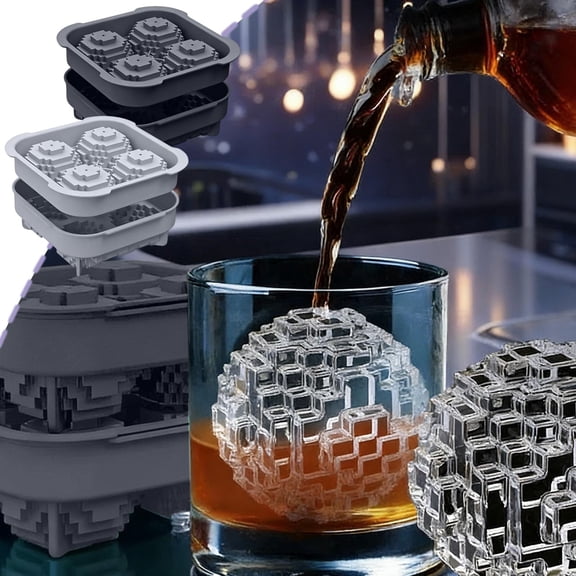 Bowayaoa Irregular Silicone Ice Mold with Lid, Food Grade Reusable Ice Tray, Maker for Whiskey Cocktail Home Bar Cold Drink Making
