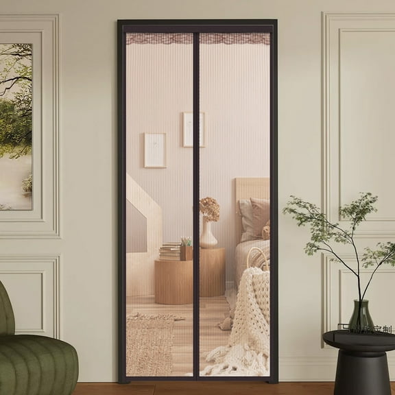 Magnetic Screen Door, Hands Free Mesh Curtain Keeps Bugs and Mosquitos Out, Automatic Magnet Closure, Heavy Duty Patio Sliding Dog Doors Cover, Window Screen Protector, Black 35.4x82.6 Inch