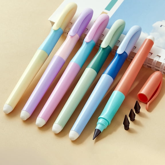 Bowayaoa No-Sharpening Pencil, Ergonomic Writing Drawing Pencil with Built-in Eraser, Grip Posture Correction Durable Reusable Eternal Pencil for Beginner Writing Practice