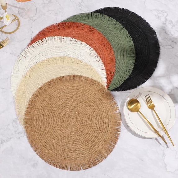 Bowayaoa Oval Woven Placemats, Boho Cotton Rope Braided Table Mats, Non Slip Heat Resistant Place Mats for Dining Room, Thick Hot Pads for Farmhouse Kitchen Table Decor.