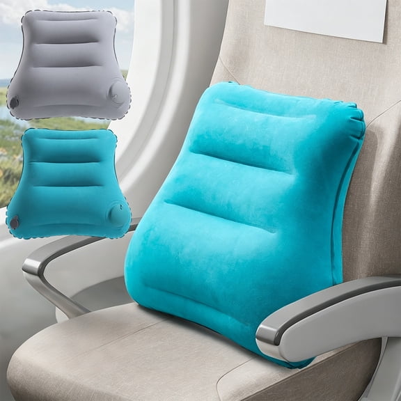 Bowayaoa PVC Flocking Inflatable Lumbar Pillow, One Press Inflatable Waist Cushion, Portable Ergonomic Support Pillow for Car Travel Office Nap