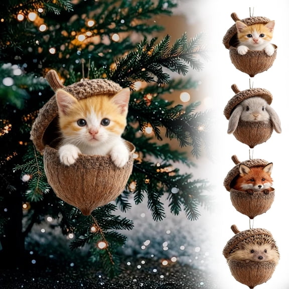 Bowayaoa Pieces Forest Animals Ornaments Woodland Animal Plush Hanging Ornaments Family Educational Playset for Fall, Winter Birthday Party Supplies