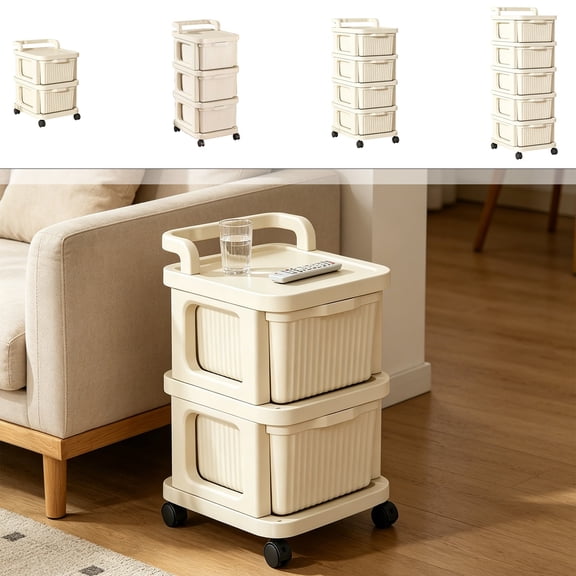 Bowayaoa Plastic Rolling Drawer Storage Cart with Universal Wheels, Mobile Space Saving Drawer Organizer Unit, Storage Trolley for Bedroom Kitchen Bathroom Office Playroom