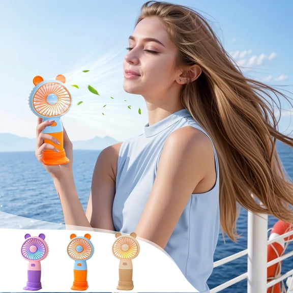 Bowayaoa Portable Mini Fan, Handheld Fans with Power Display Flashlight, USB Rechargeable Battery, Lightweight Personal Cooling for Women Men Indoor Outdoor Travel