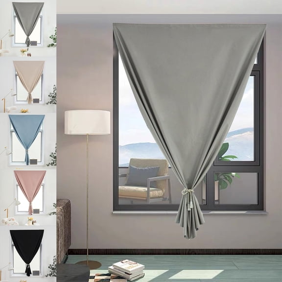 Bowayaoa Punch-Free Full Blackout Window Curtains 1 Panel, Solid Color Sun Blocking Privacy Drapes, Easy Installation Sunshade Curtains for Bedroom, Washable Fade Resistant Home Decor