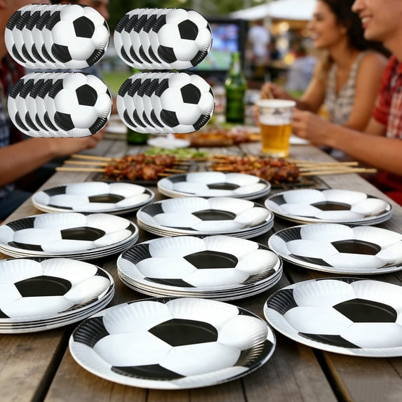 Bowayaoa Soccer Plates and Napkins Party Supplies - Soccer Birthday Party Decorations Tableware, Disposable Paper Dinner Plates Napkins for Sport Themed Soccers Parties Table Decor Favors
