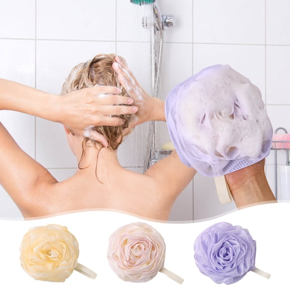 Bowayaoa Soft Mesh Bath Sponge Ball, Rich Foam Body Scrubber Shower Loofah with Hanging Loop, Gentle Exfoliating Bath Flower for Daily Bathroom Body Cleansing