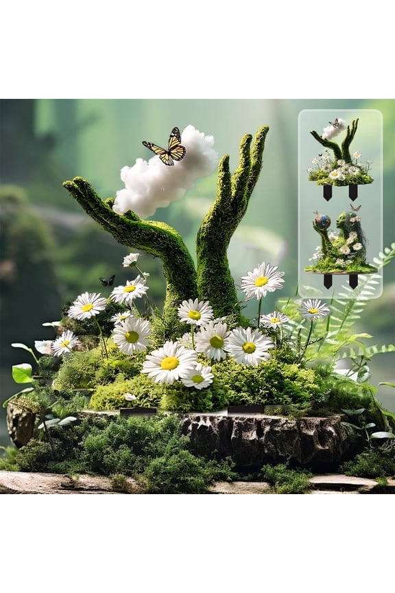 Tree Man Fairy Garden Stakes, 2D Acrylic Tree Man Fairy Earth Statue Whimsical Garden Stakes Decor, Ground Insert Flower Pot Decoration for Yard Lawn