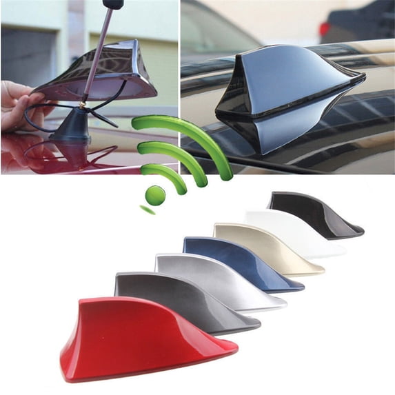 Bowayaoa Universal Shark Fin Car Antenna, Radio Signal Aerial, No Drilling Easy Install Streamlined Decorative Roof Antenna Exterior Trim Accessory