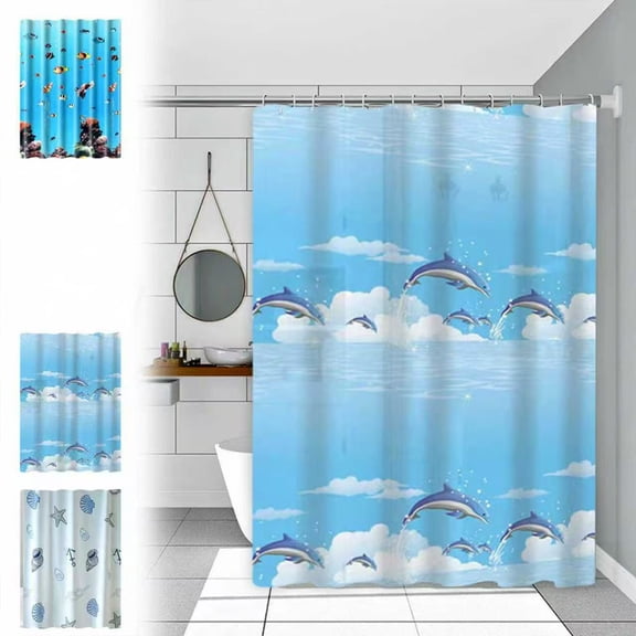 Bowayaoa Waterproof Anti-Mold Ocean Themed Shower Curtain 70.8" x 78.7", Thickened Plastic Bathroom Curtain with Rings, Privacy Partition Curtain for Bathroom Shower Door & Window