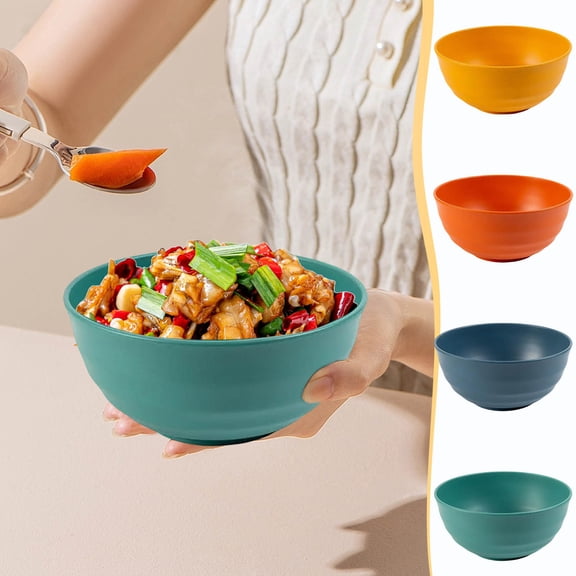 Bowayaoa Wheat Straw Cereal Bowls, Reusable Unbreakable Plastic Alternative Bowls, Dishwasher Safe Lightweight Bowls for Salad Soup Ramen Cereal Kitchen Camping Outdoor Use