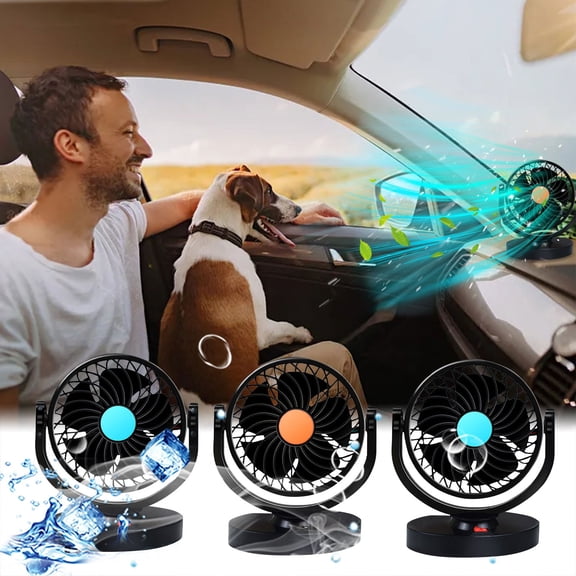 Bowayaoa Wind Car Cooling Fan, Adjustable Rotation Clip On Dashboard Fan, USB Powered Portable Air Circulator for Vehicle SUV Truck RV Interior Ventilation
