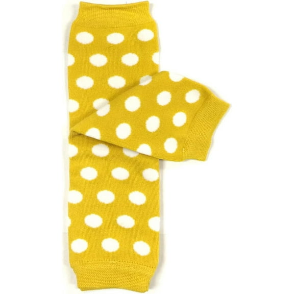 Bowbear Baby Polka Dot and Solid Color Leg Warmers One Size Yellow and White Dots