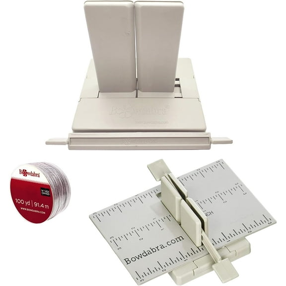 Bowdabra Combo Pack Bow Maker for Ribbon for Wreaths (Set of 4 Tools), Art Supplies Craft Kit Set, Bows for Crafts Wedding Decor, Arts and Crafts for Adults - Wreath Making Supplies Kit, Gray