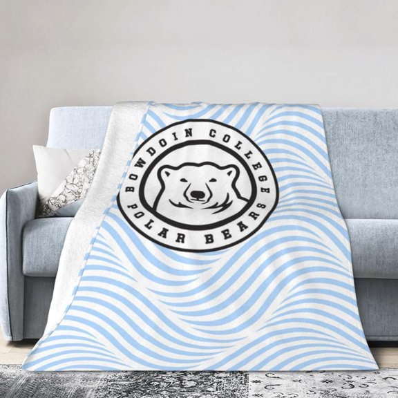 Bowdoin College Logo Fleece Blanket, Very Soft Microfiber Flannel Blanket for Couch Warm and Cozy for All Seasons